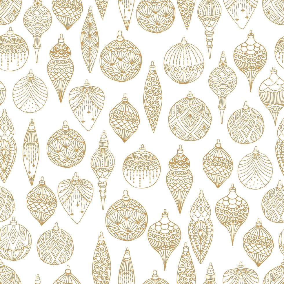 Xmas Seamless pattern with Christmas tree balls hand drawn art design vector illustration