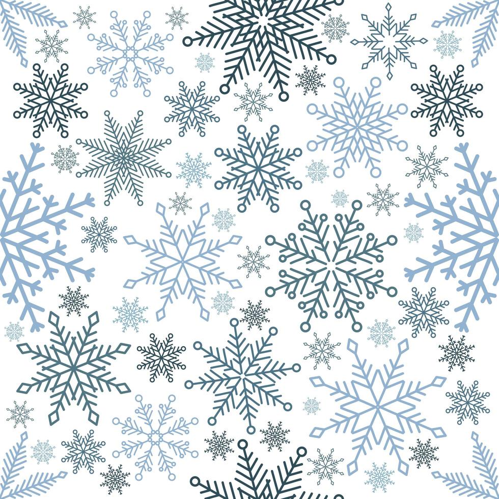 Simple Christmas seamless pattern. Snowflakes with different ornaments. On black background vector