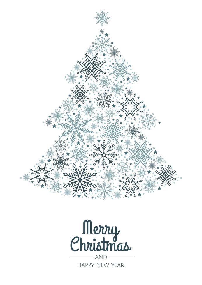 Christmas tree made of beautiful snowflakes template for greeting card vector