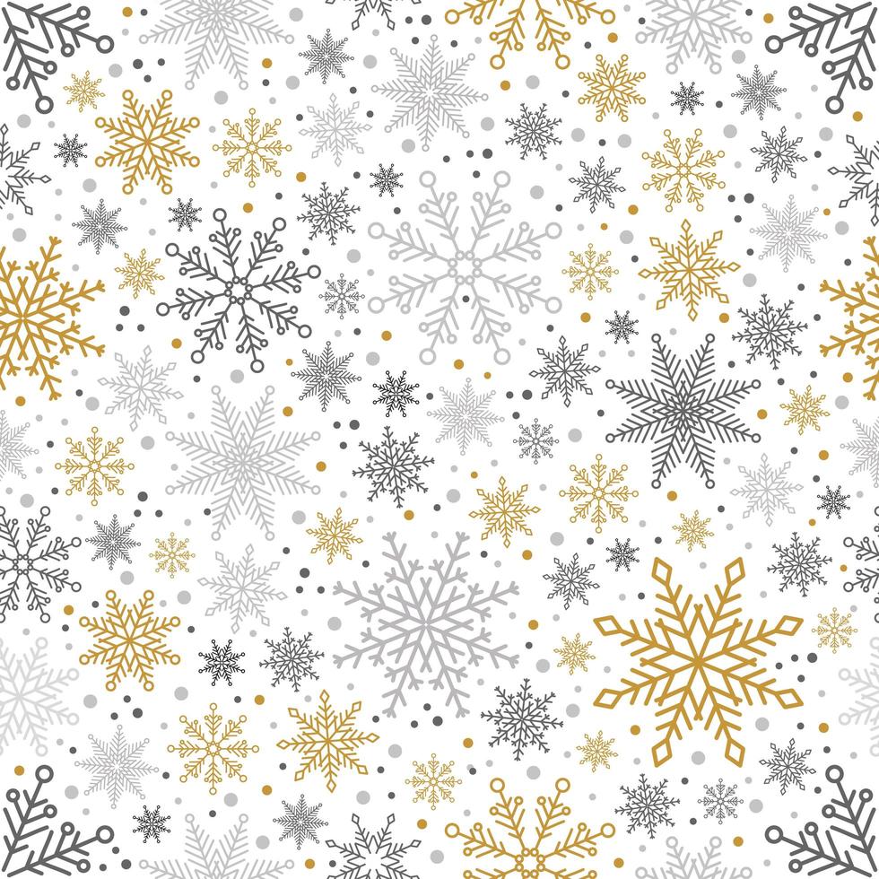 Simple Christmas seamless pattern. Snowflakes with different ornaments. On white background vector