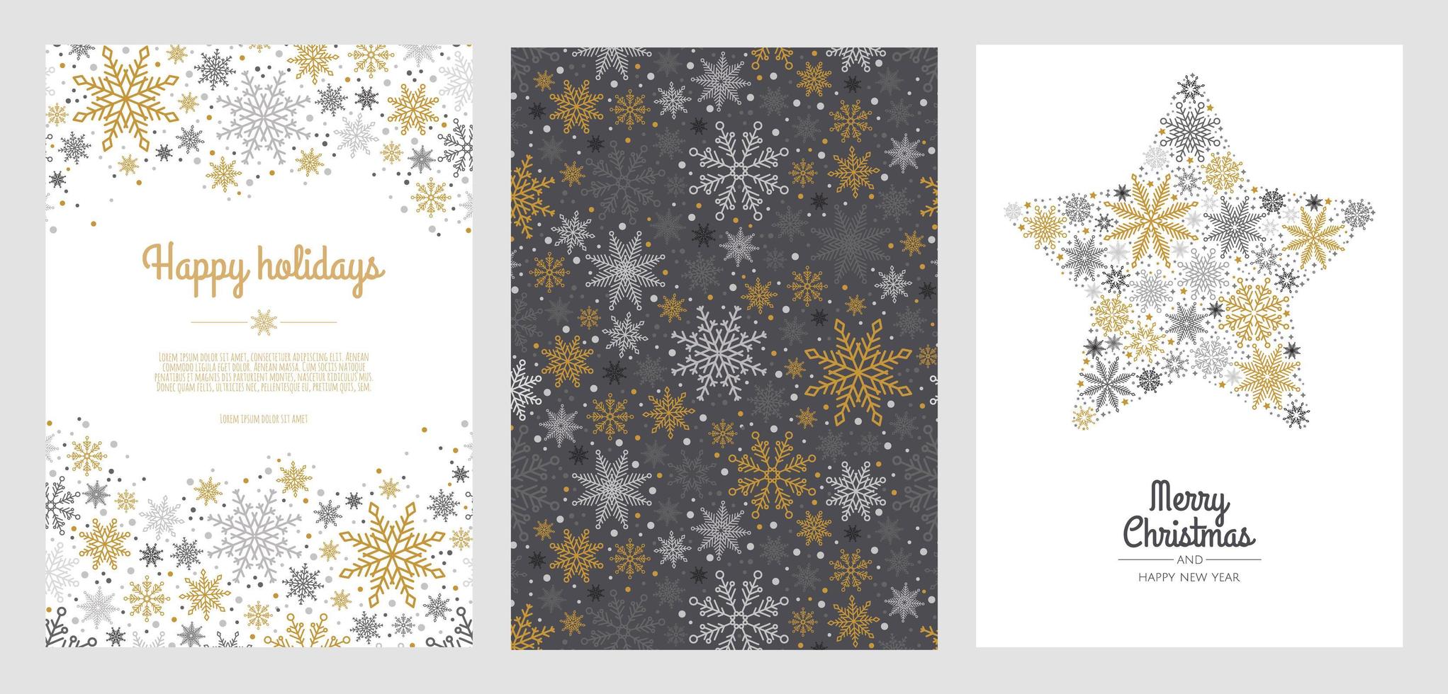 Set Merry Christmas Abstract Card with snowflake. Xmas sale, holiday web banner. vector