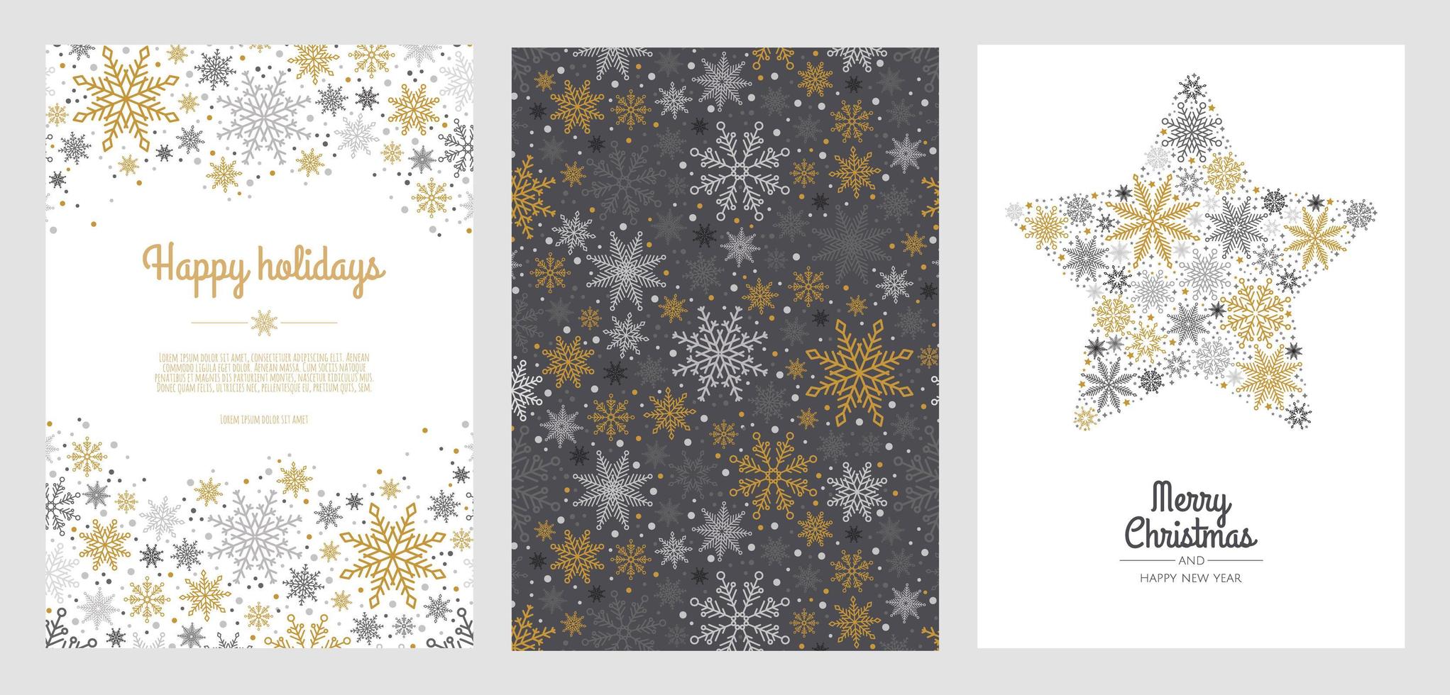 Establecer tarjeta abstracta feliz Navidad con copo de nieve. venta de navidad, banner web de vacaciones. vector