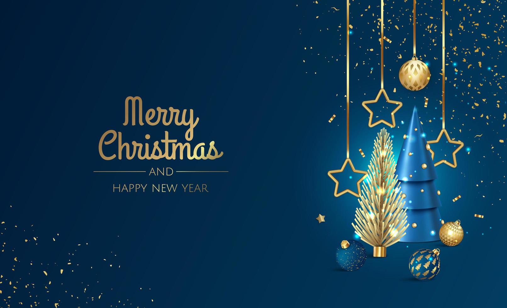 Merry Christmas and Happy New Year. Xmas Festive background with realistic 3d objects, white and gold balls. vector