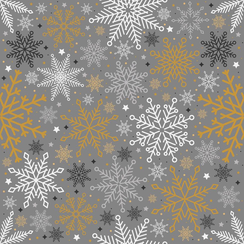 Simple Christmas seamless pattern. Snowflakes with different ornaments. On white background vector