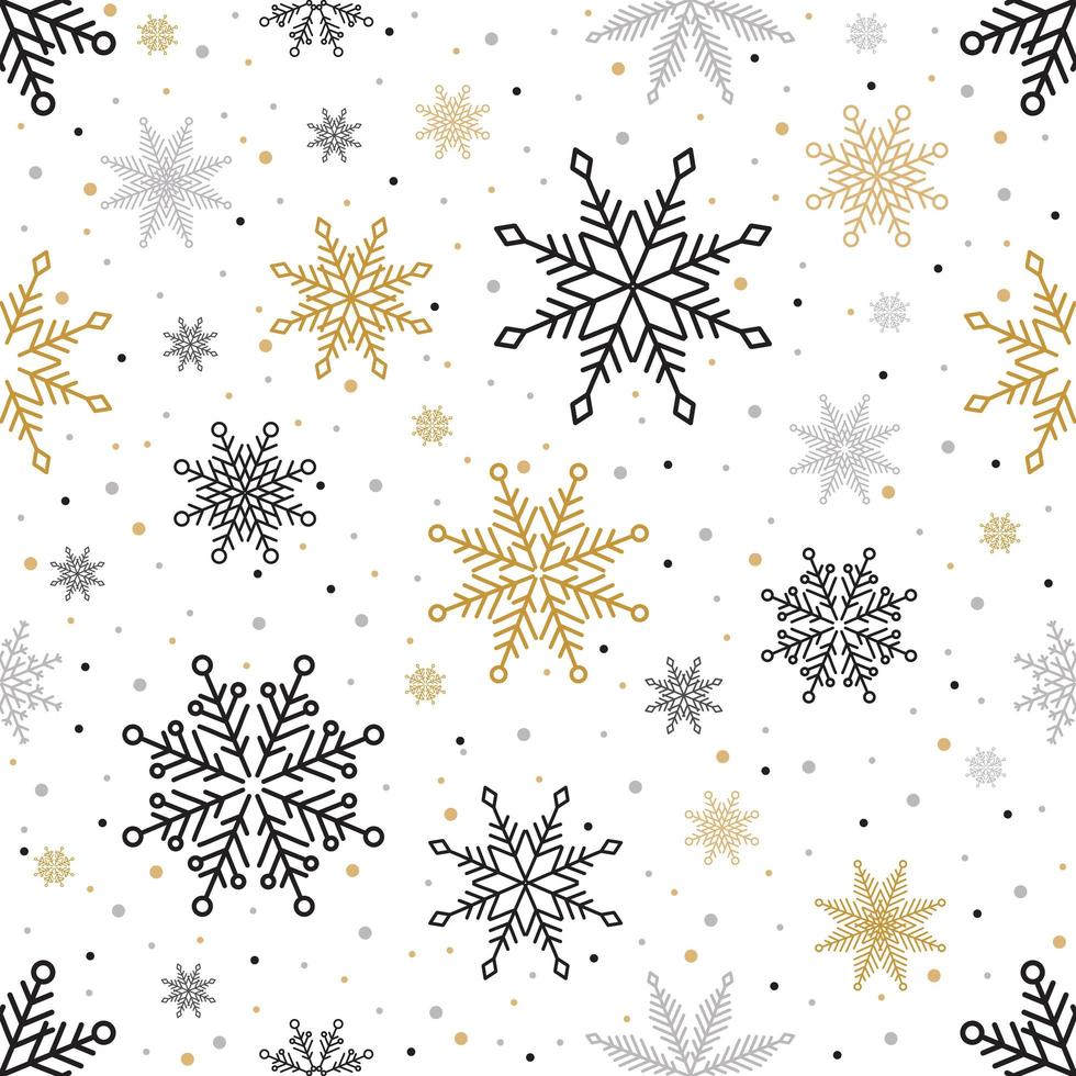 Simple Christmas seamless pattern. Snowflakes with different ornaments. On white background vector