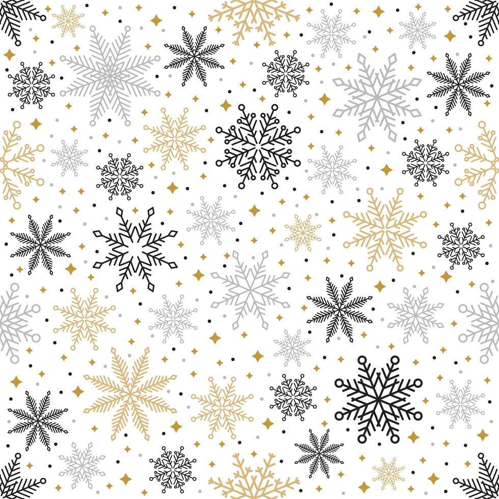 Simple Christmas seamless pattern. Snowflakes with different ornaments. On white background vector