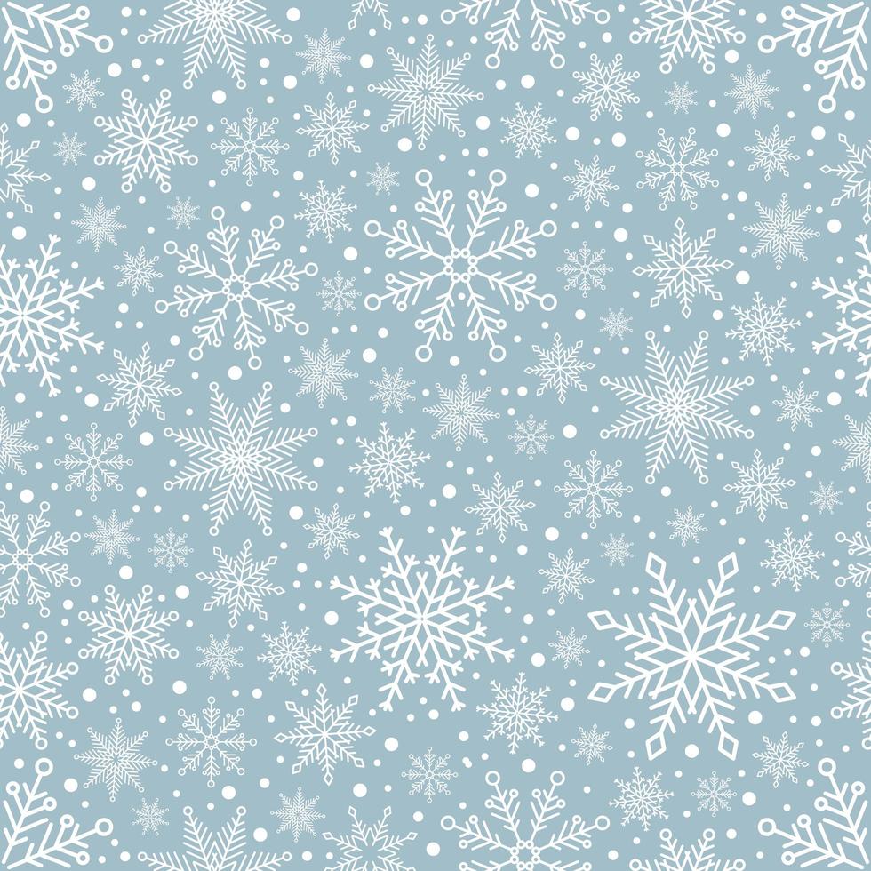 Simple Christmas seamless pattern. Snowflakes with different ornaments. On black background vector