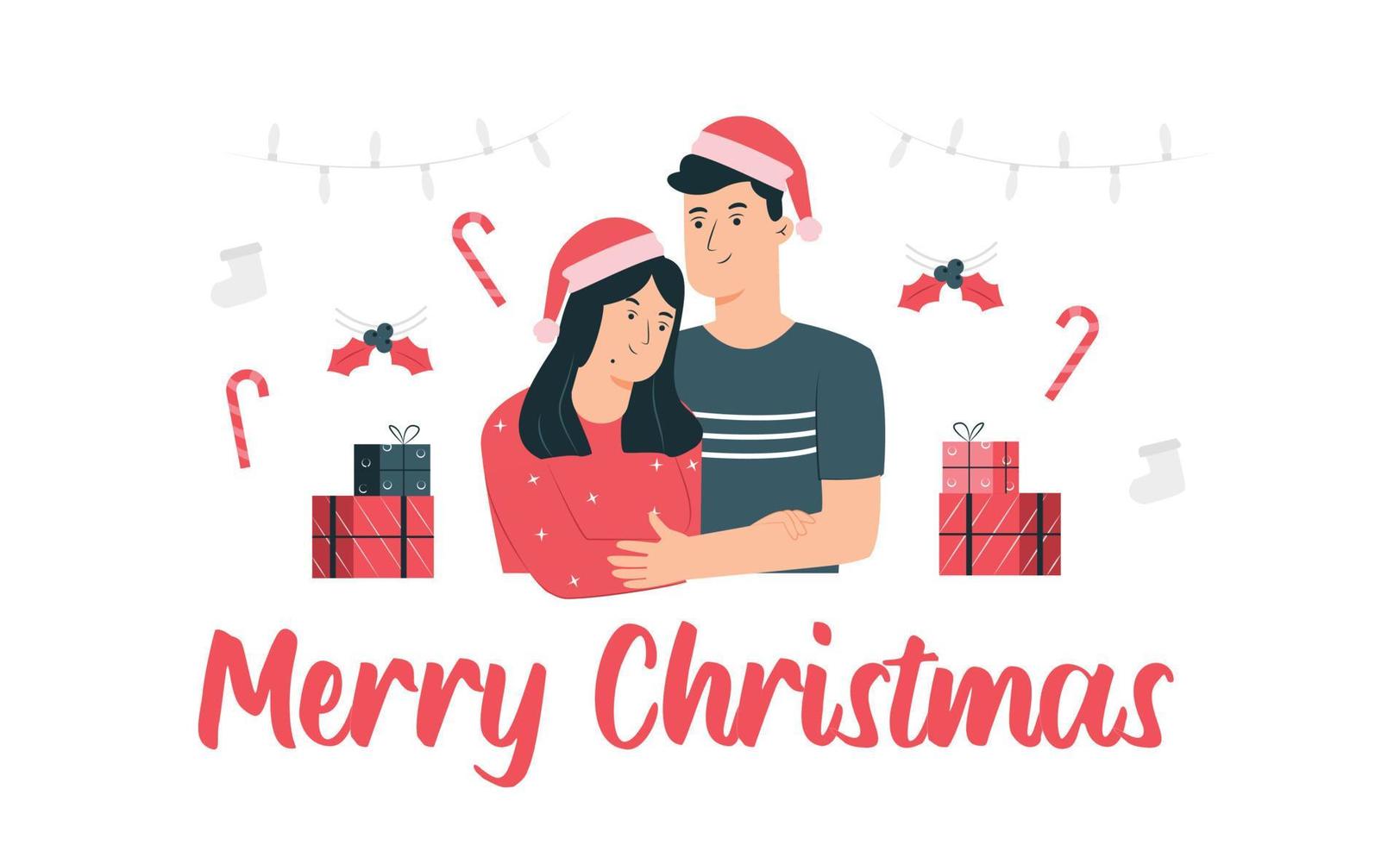the family commemorates Christmas together. vector illustration