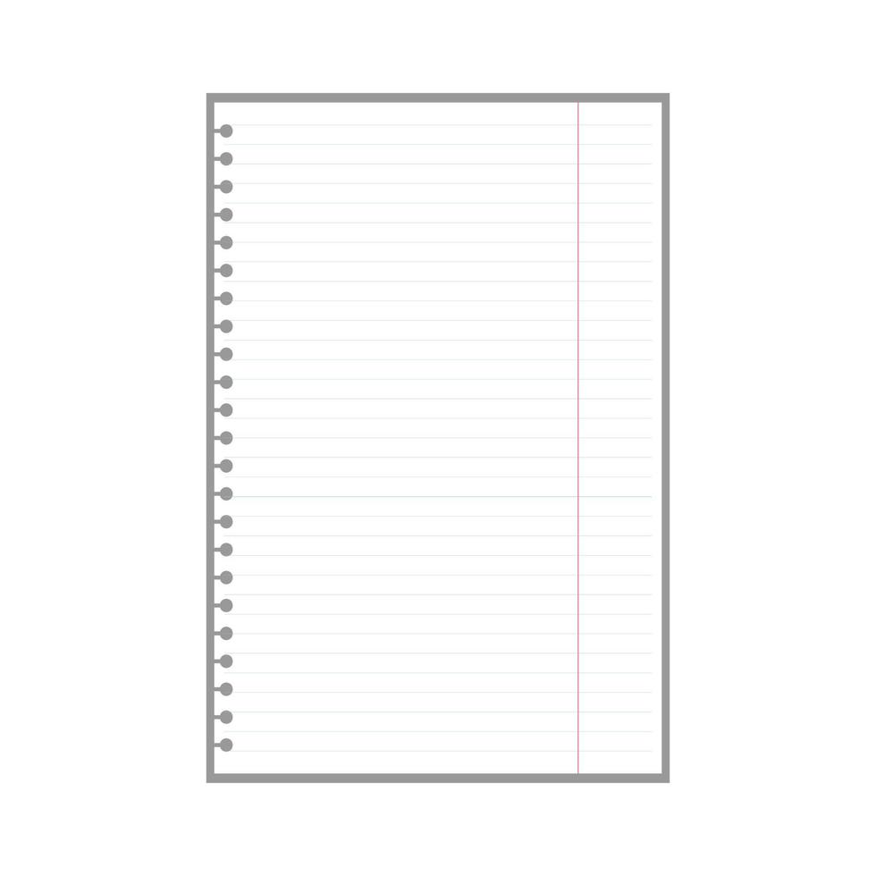 blank lined page sheet for notes with ring holes vector