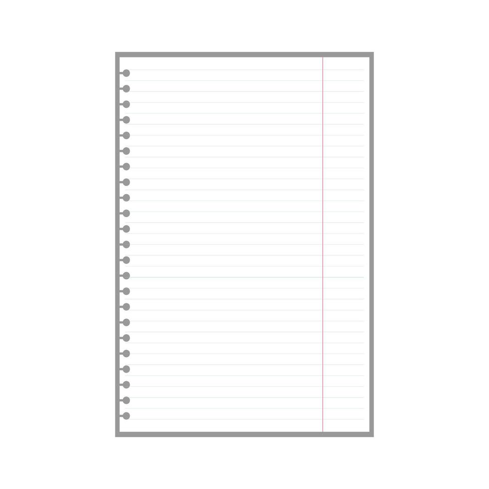 blank lined page sheet for notes with ring holes vector