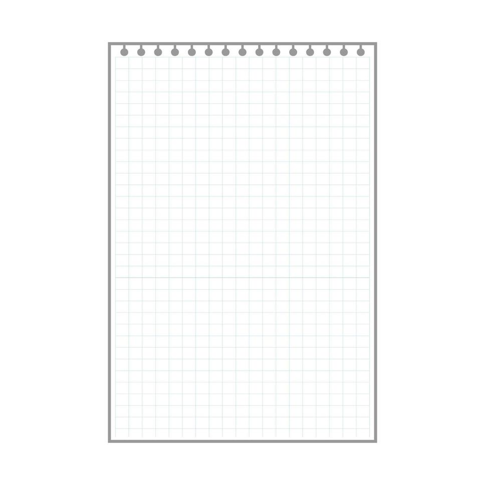 blank checkered plaid sheet, notepad page with ring holes vector
