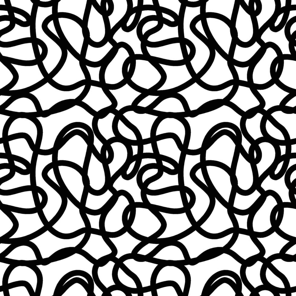 black and white maze hand drawn simple ink brush stroke seamless pattern. vector illustration for background, bed linen fabric, wrapping paper, scrapbooking