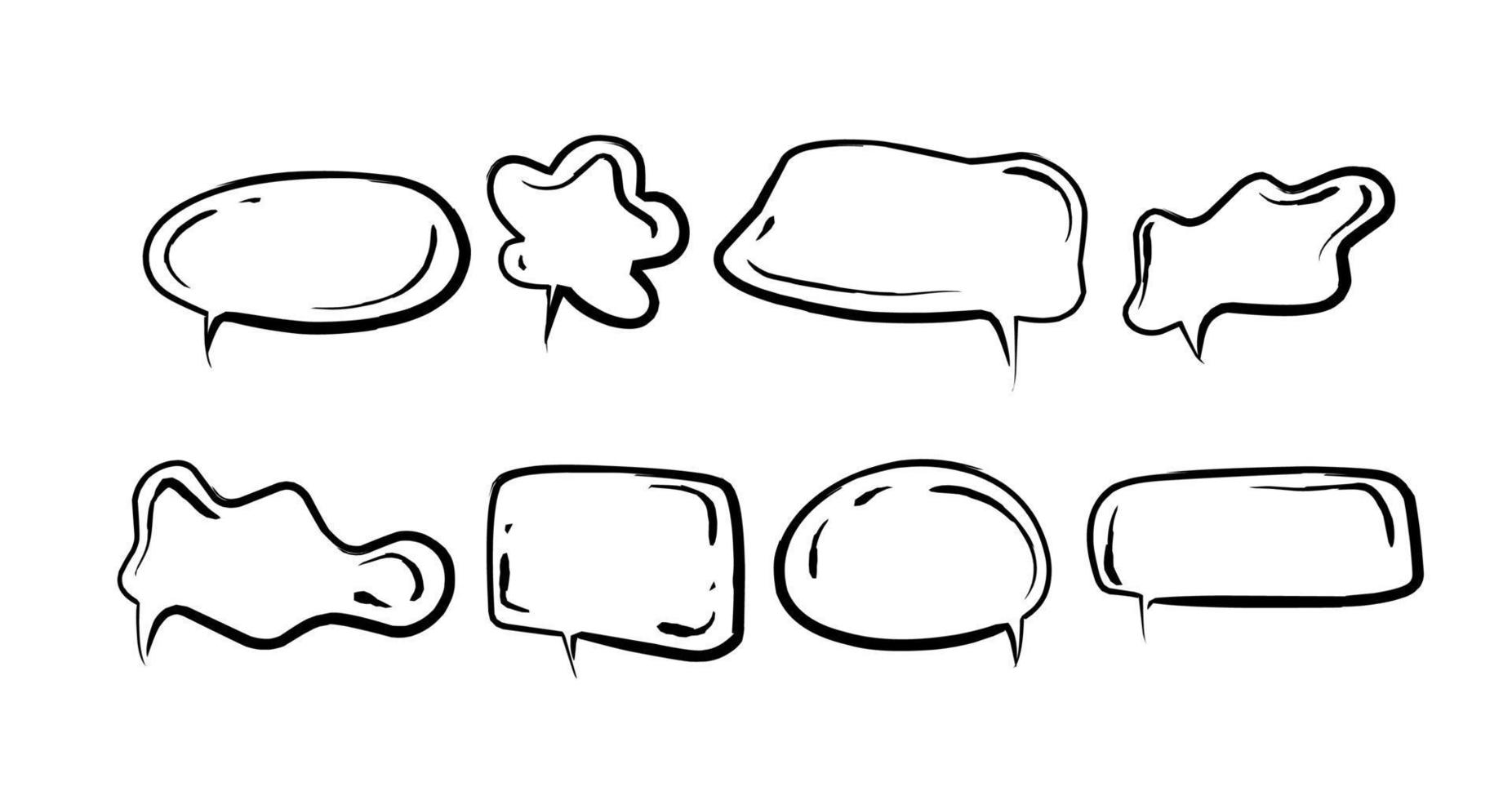 cartoon frames for text, hand drawn speech bubbles vector