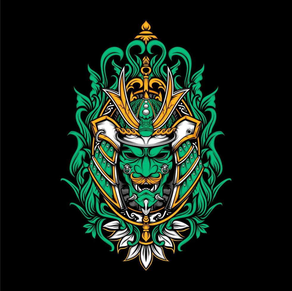 japanese samurai helmet vector