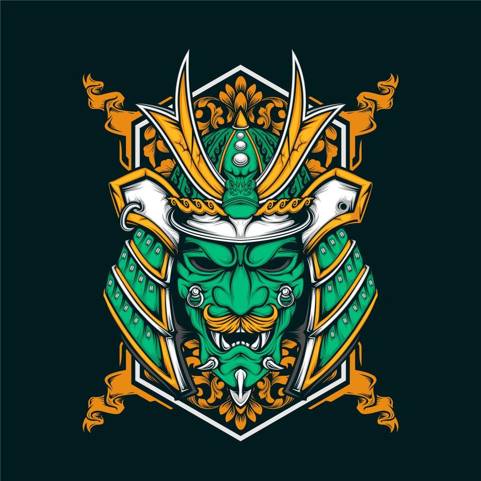 japanese samurai helmet vector