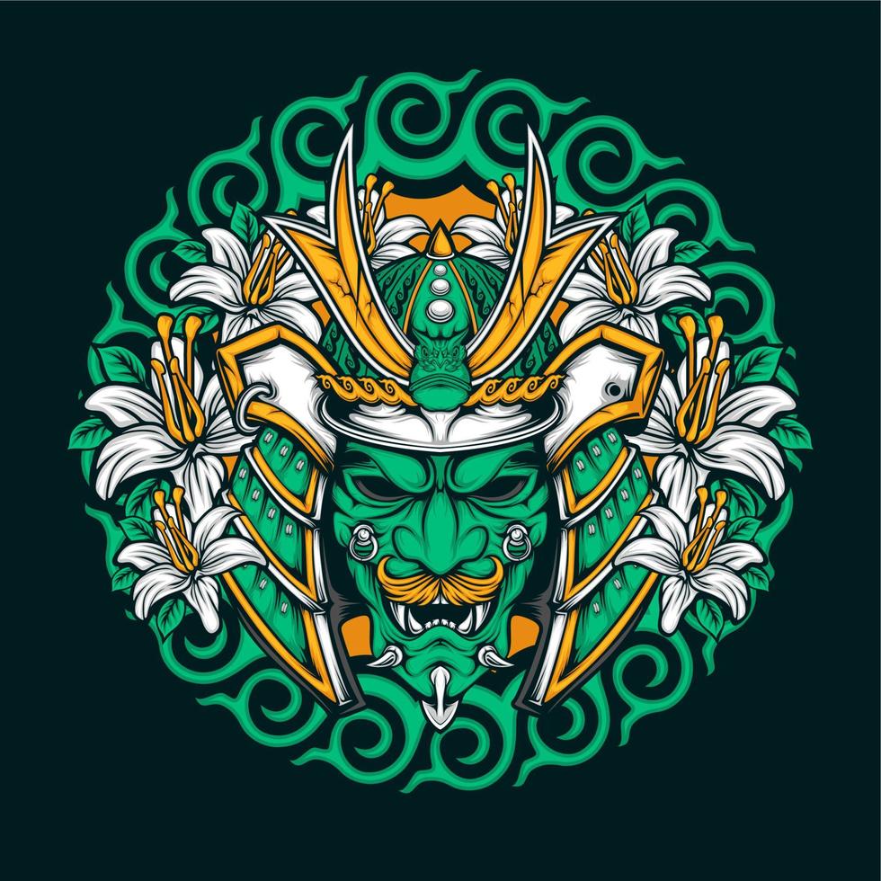 japanese samurai helmet vector