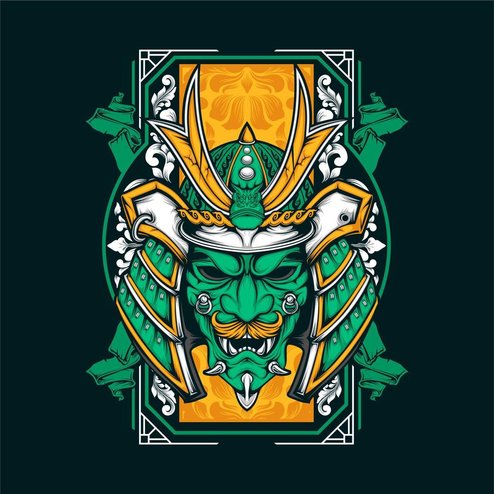 japanese samurai helmet vector