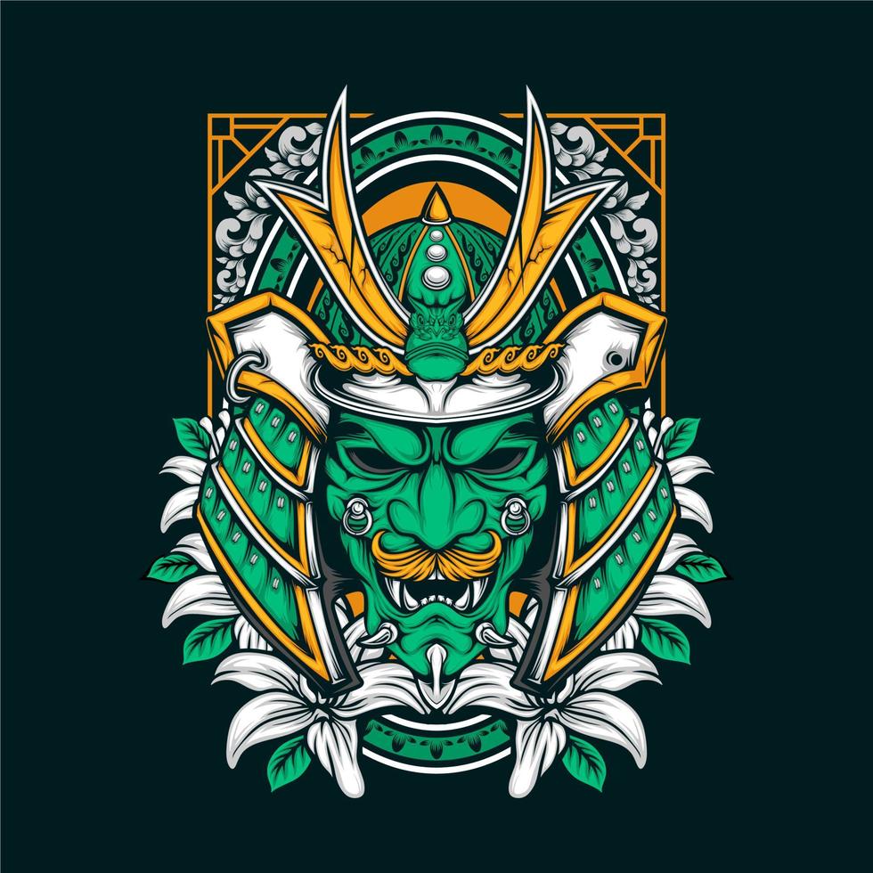 japanese samurai helmet vector