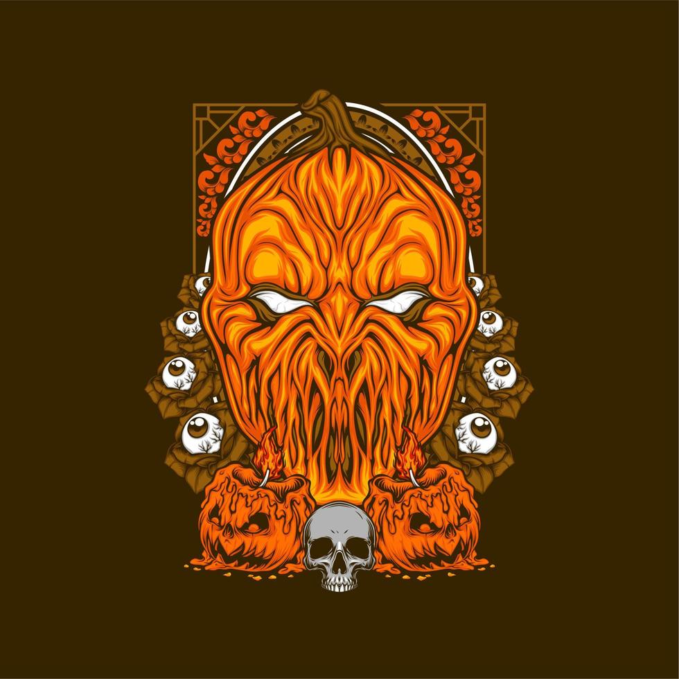 scary pumpkin head vector