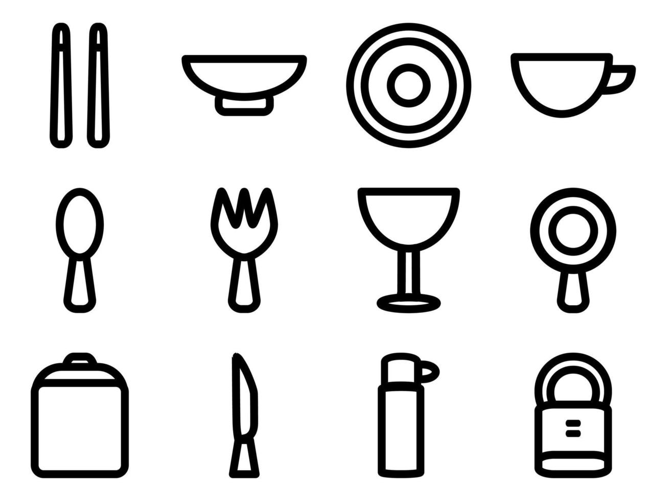 cooking set icons. icon outlines. cooking vector