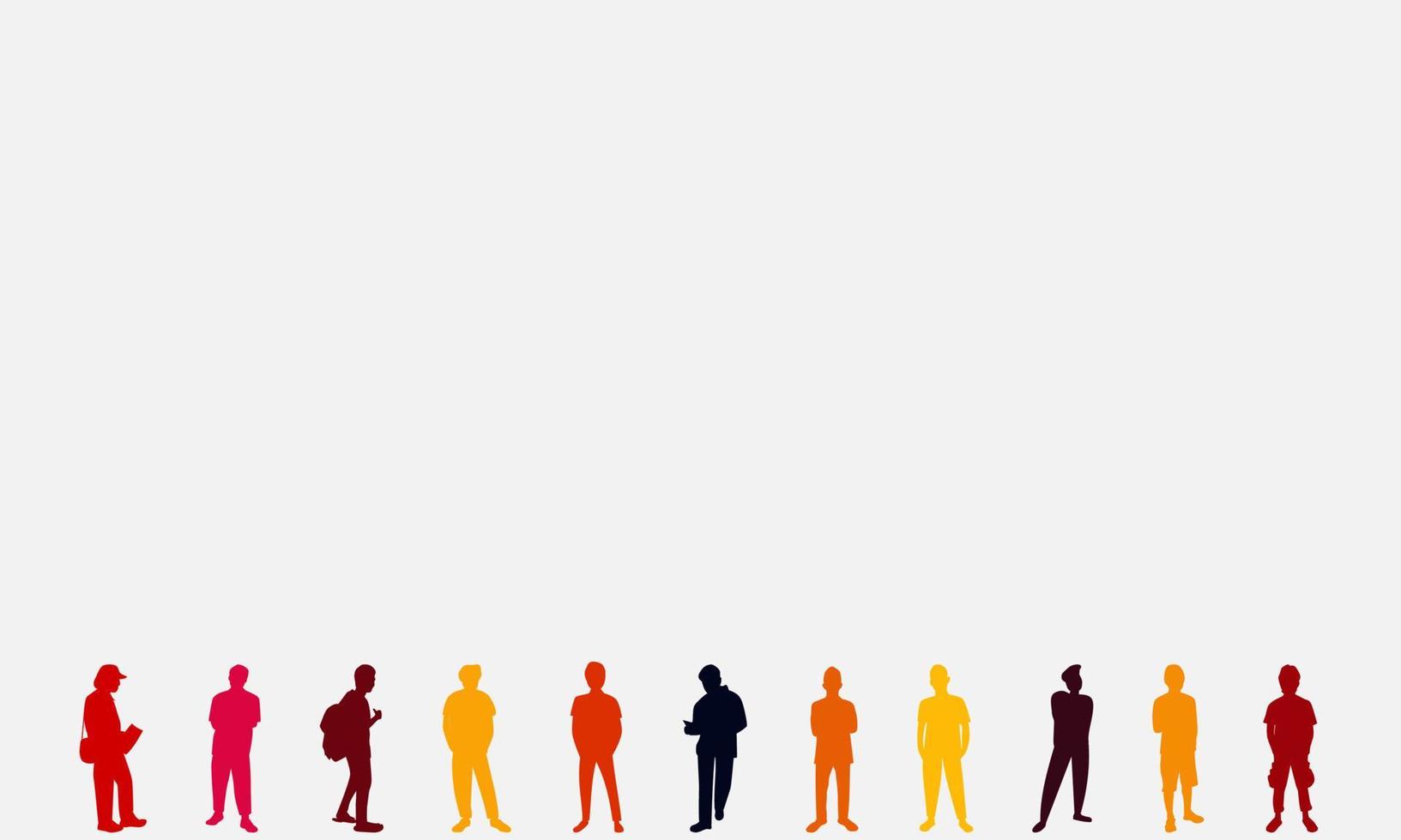 Group diversity silhouette multiethnic people. Community of colleagues or collaborators. Collaborate. Male social network community of diverse culture. vector