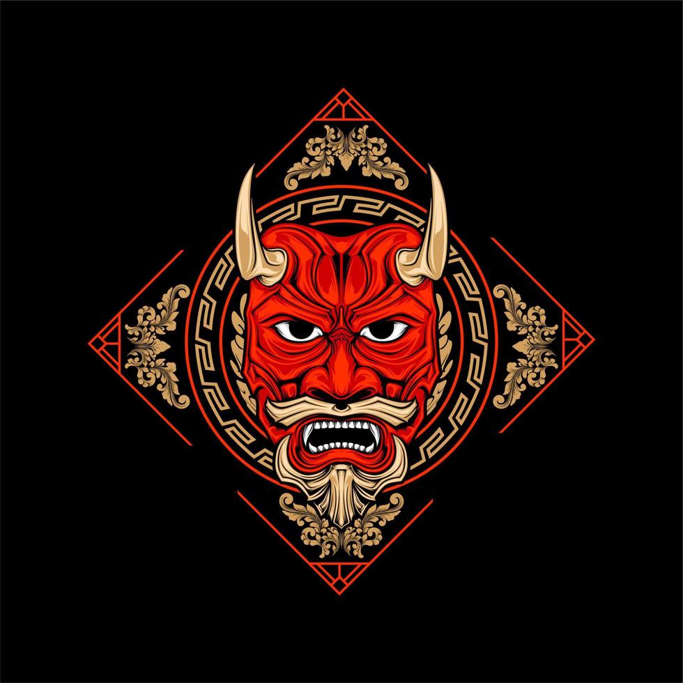 handsome japanese oni mask vector