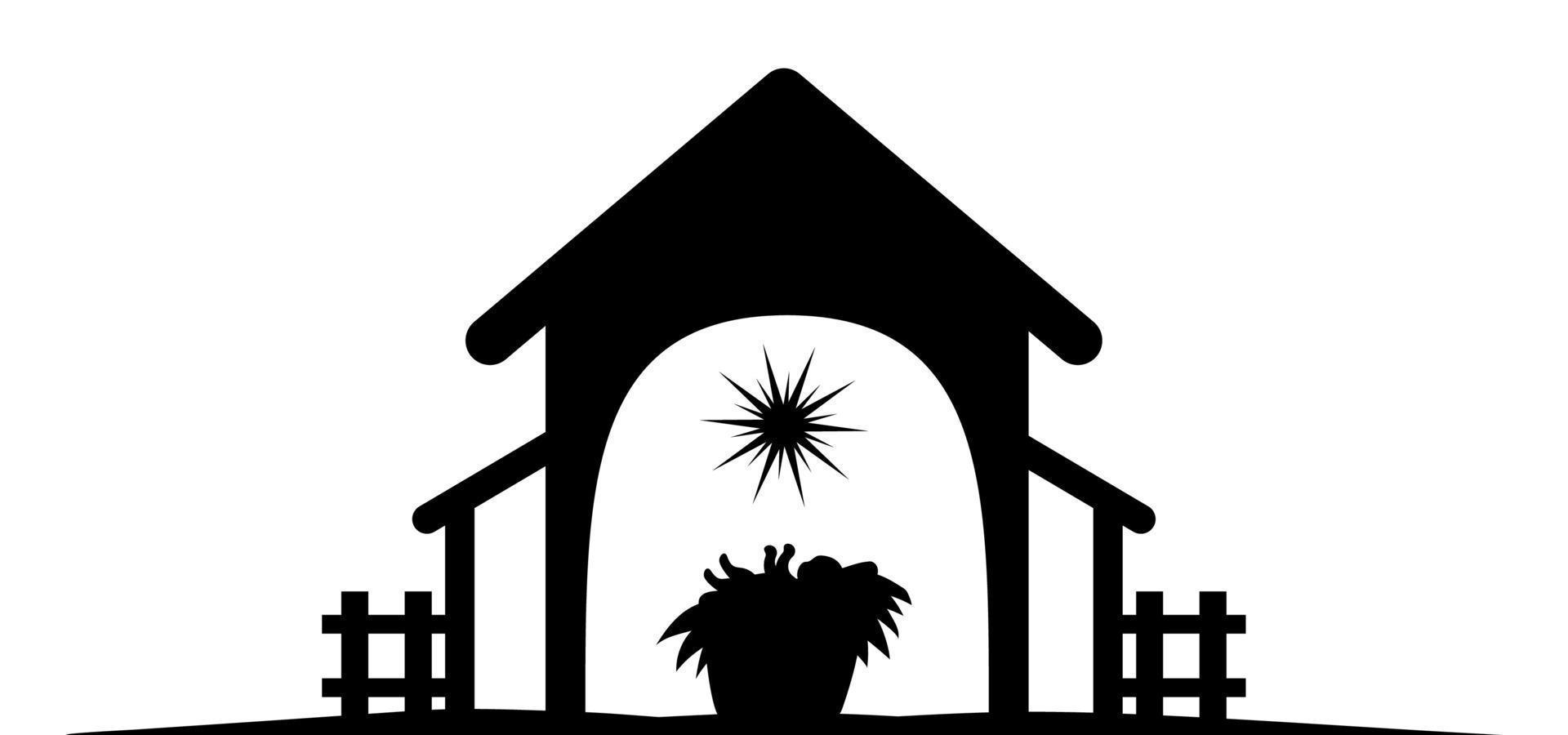 Holy night of birth of child jesus christ silhouette scene from religion christianity nativity scene. Biblical Religious History of Catholics. Cut for scrapbooking and print. Vector illustration.