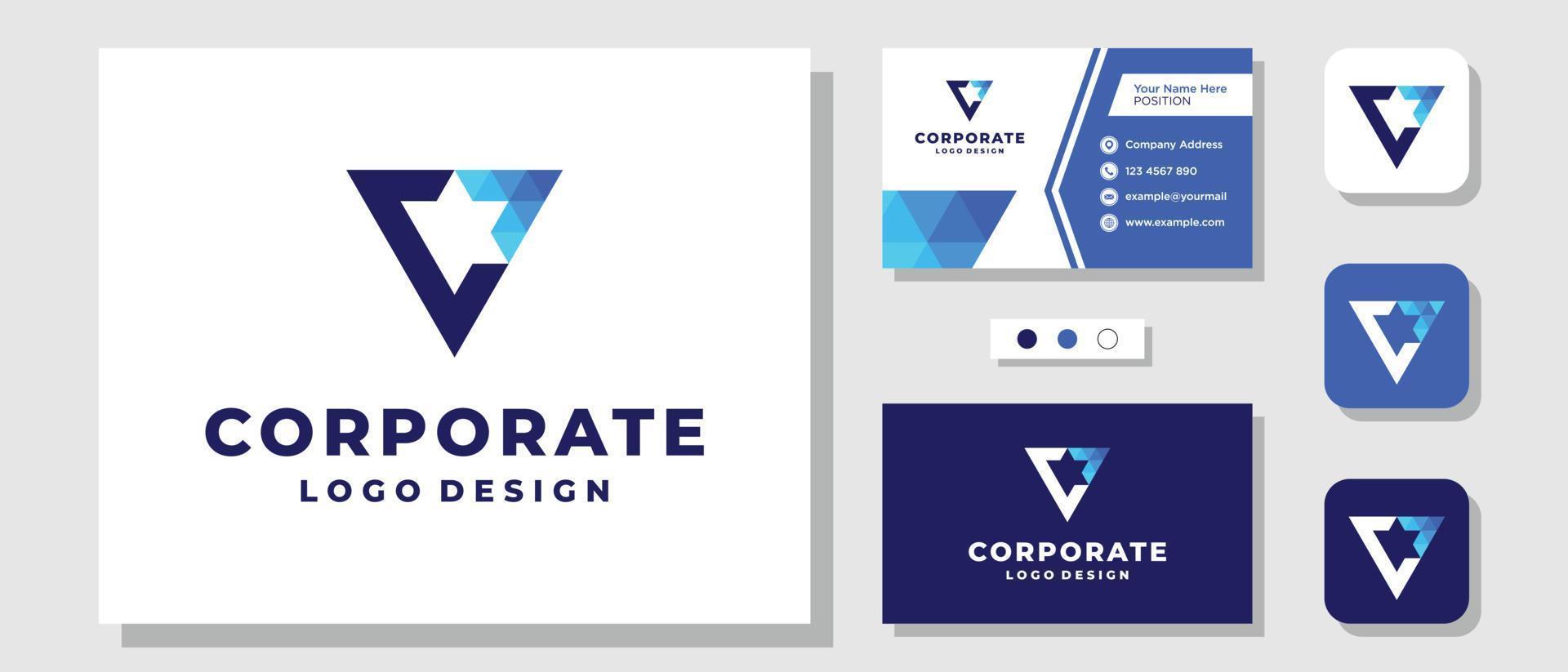 Initial Letter C Triangle Arrow Up Forward Success Logo Design with Layout Template Business Card vector