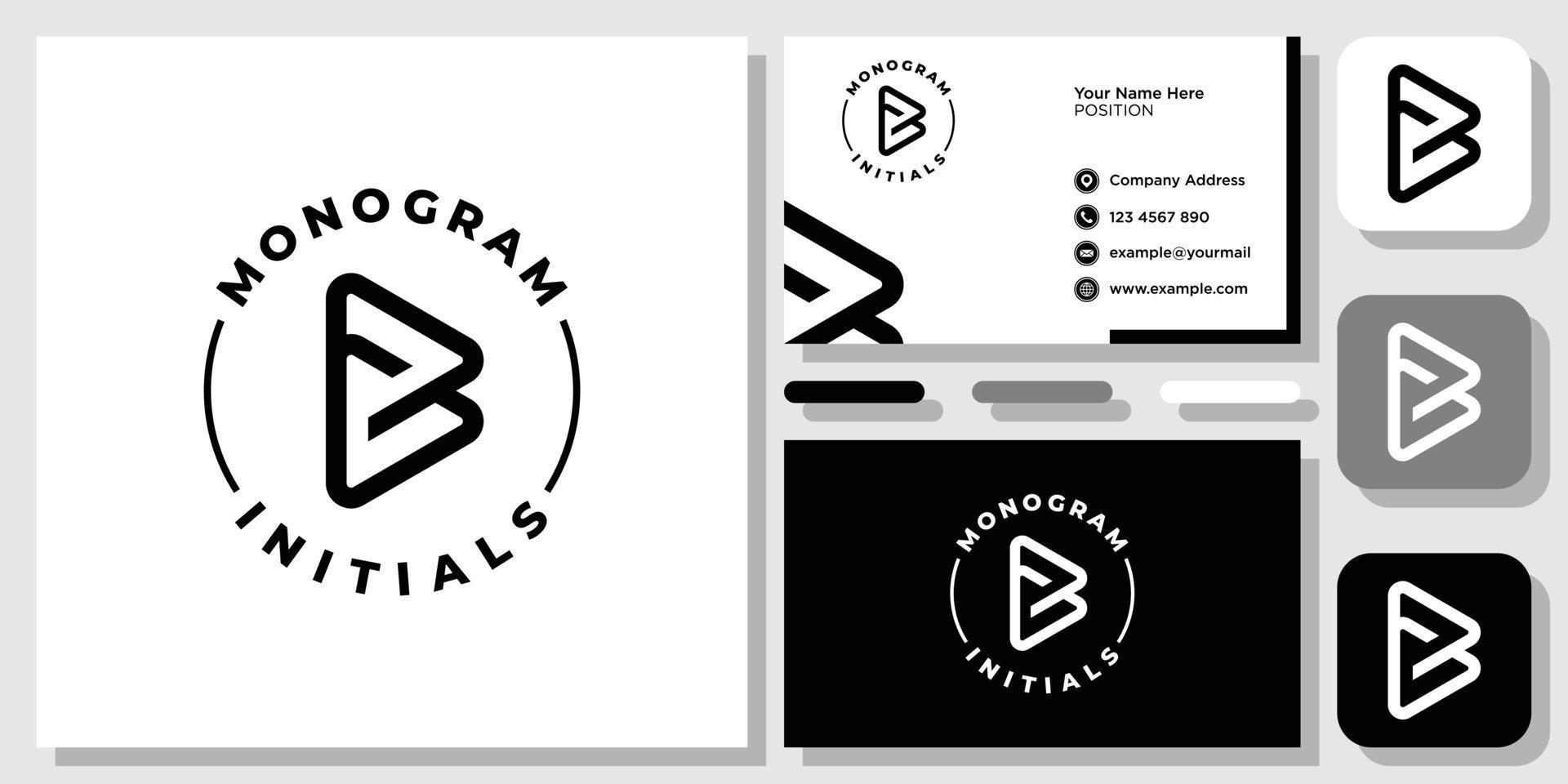 Initial Letter B G Monogram Play Icon Circle logo design inspiration with Layout Template Business Card vector