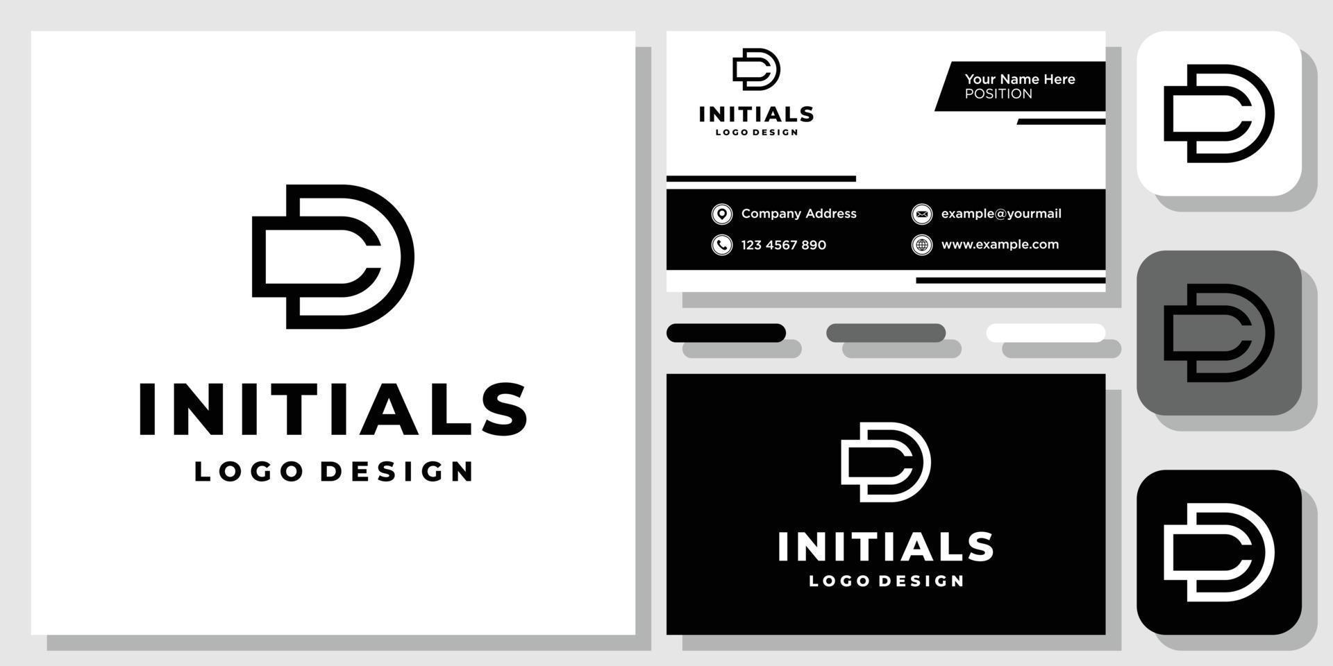 Initial Letter D C Monogram Icon Black logo design inspiration with Layout Template Business Card vector
