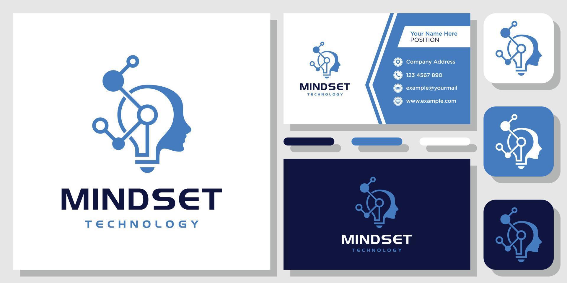 Head Bulb Idea Mind Brain Lamp Light Think Creative logo design inspiration with Layout Template Business Card vector