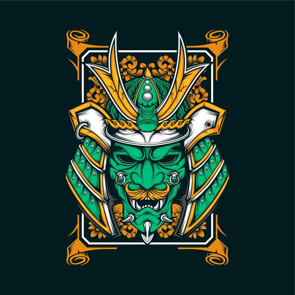 japanese samurai helmet vector