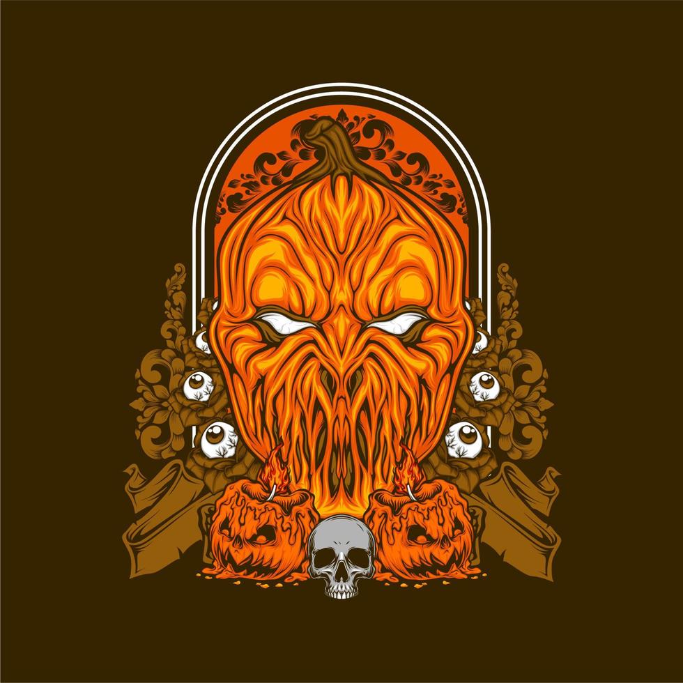 scary pumpkin head vector