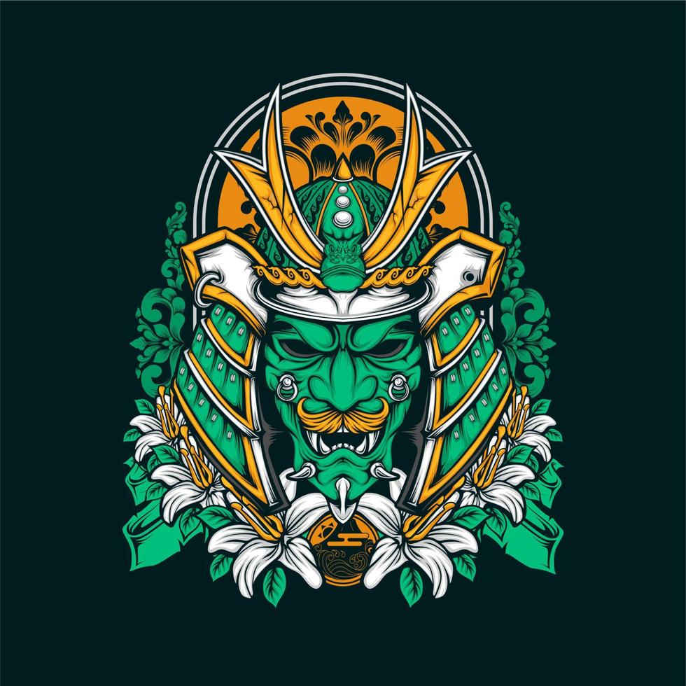 japanese samurai helmet vector