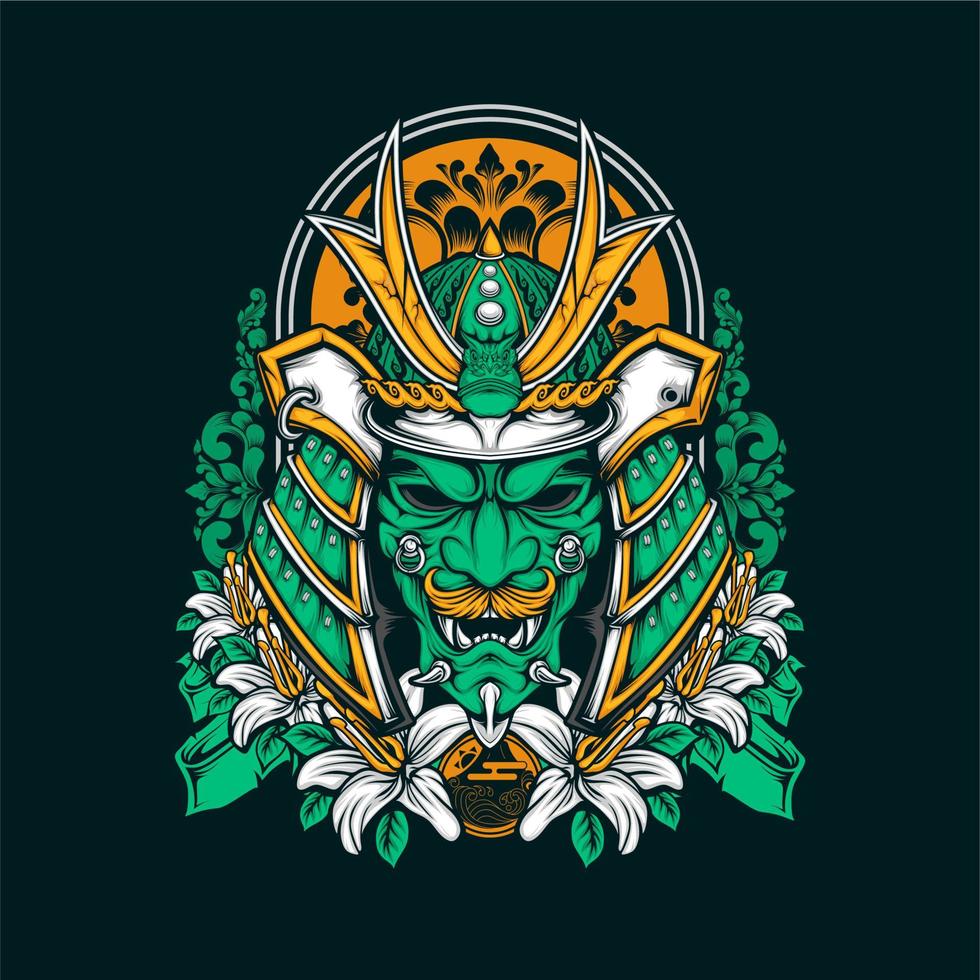 japanese samurai helmet vector