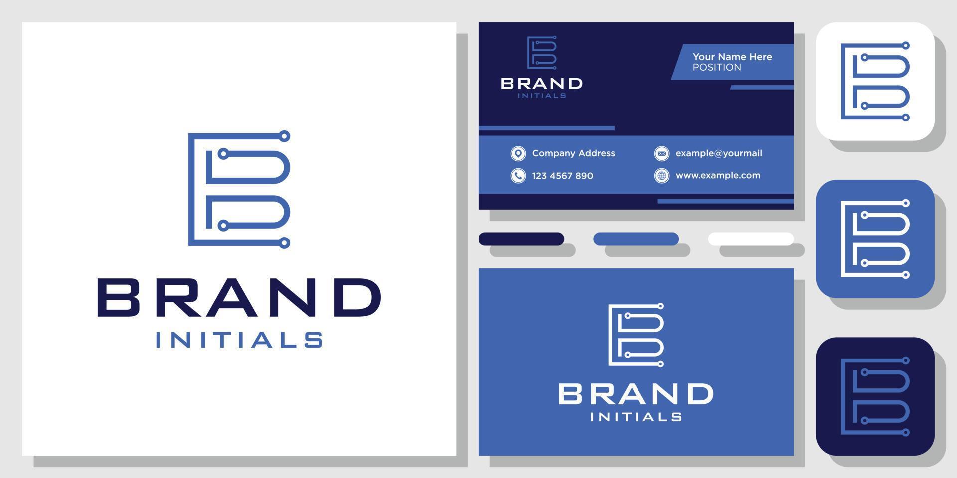 Letra inicial eb tecnología conexión de red digital inspiración de diseño de logotipo con plantilla de diseño tarjeta de visita vector