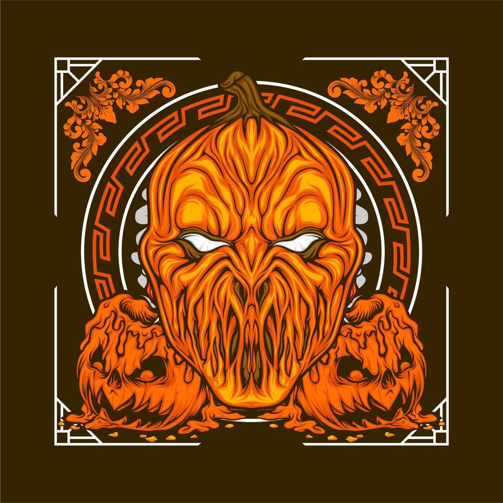 scary pumpkin head vector