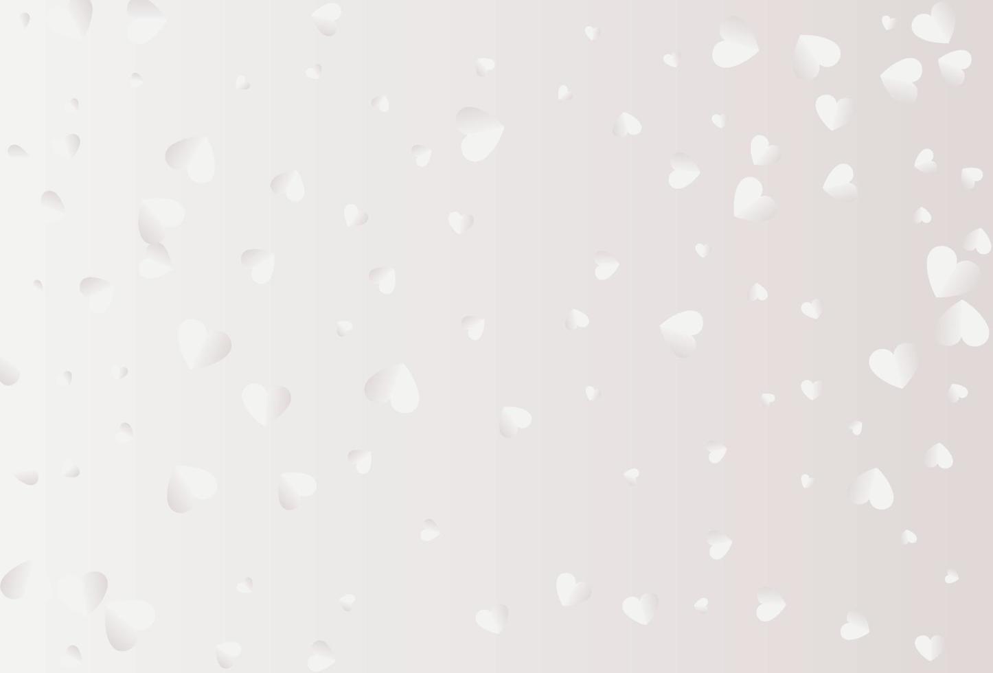 White flying hearts isolated on white background. vector