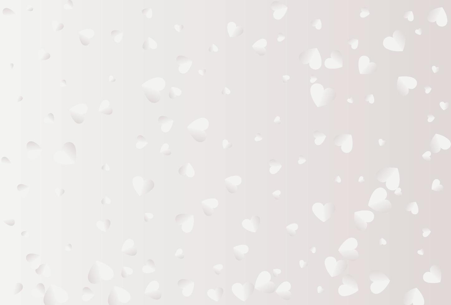 White flying hearts isolated on white background. vector