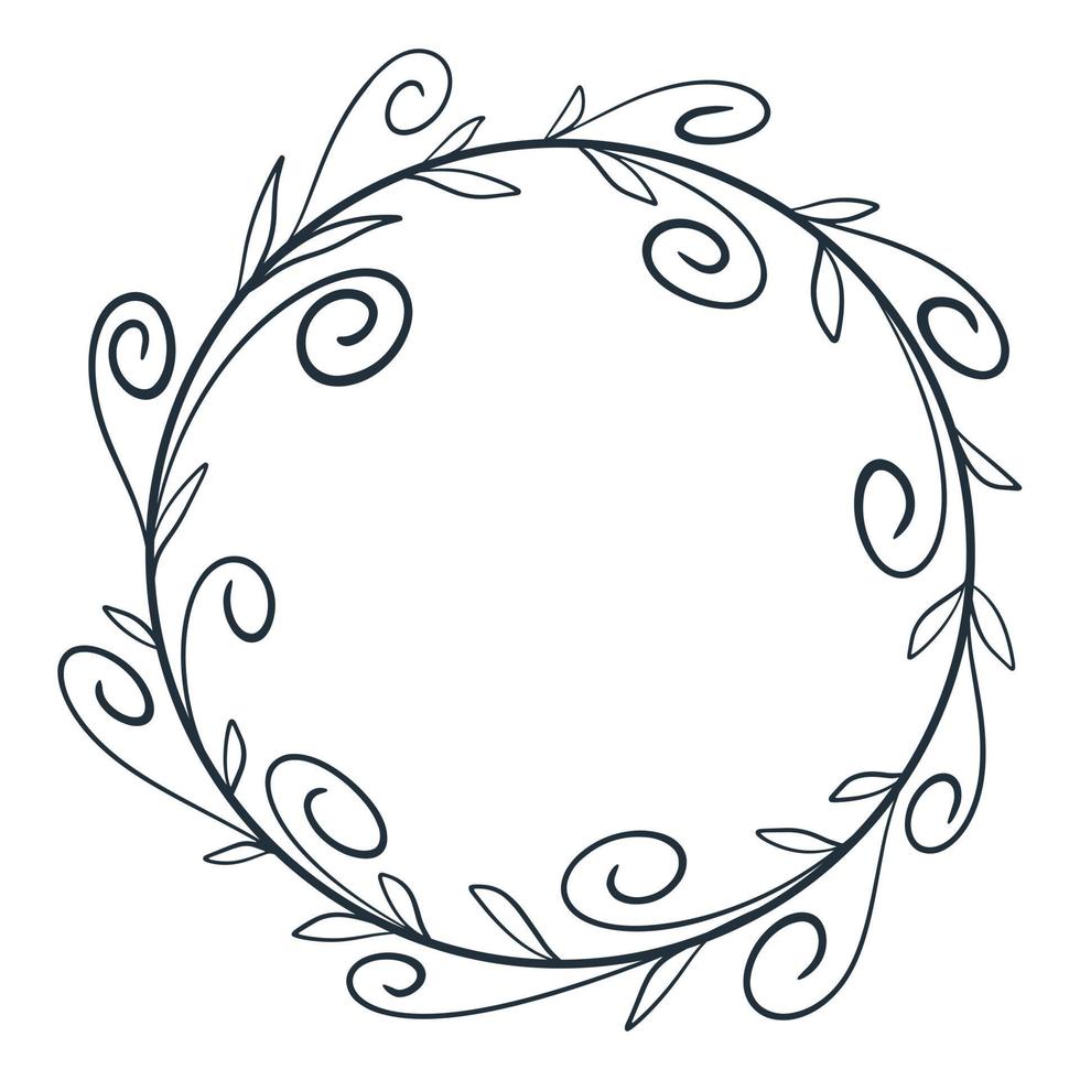 Decorative border ornament with monograms and leaves in dboodle style vector