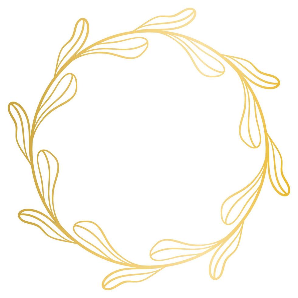 Golden circular wreath isolated object vector