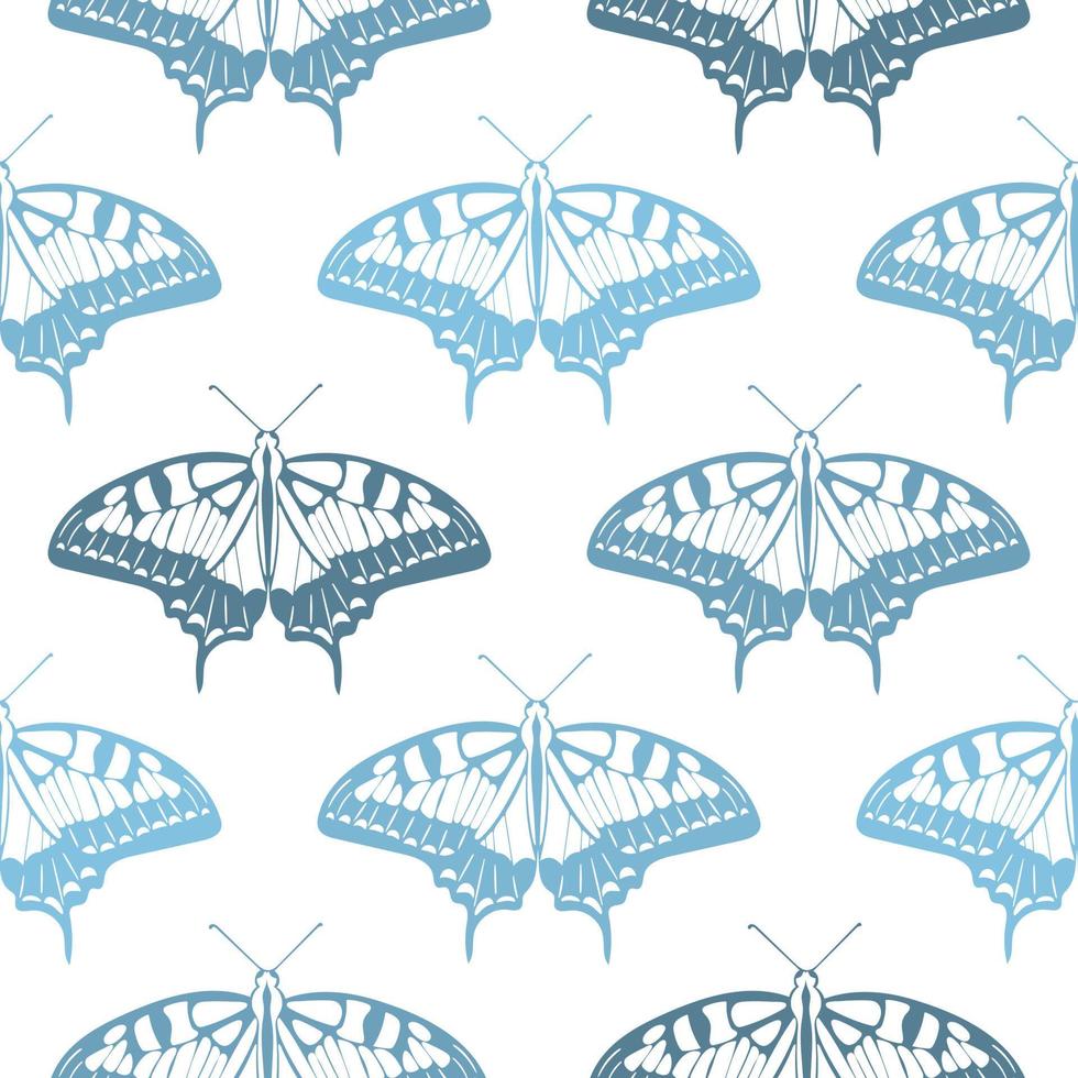 Blue butterflies seamless pattern vector