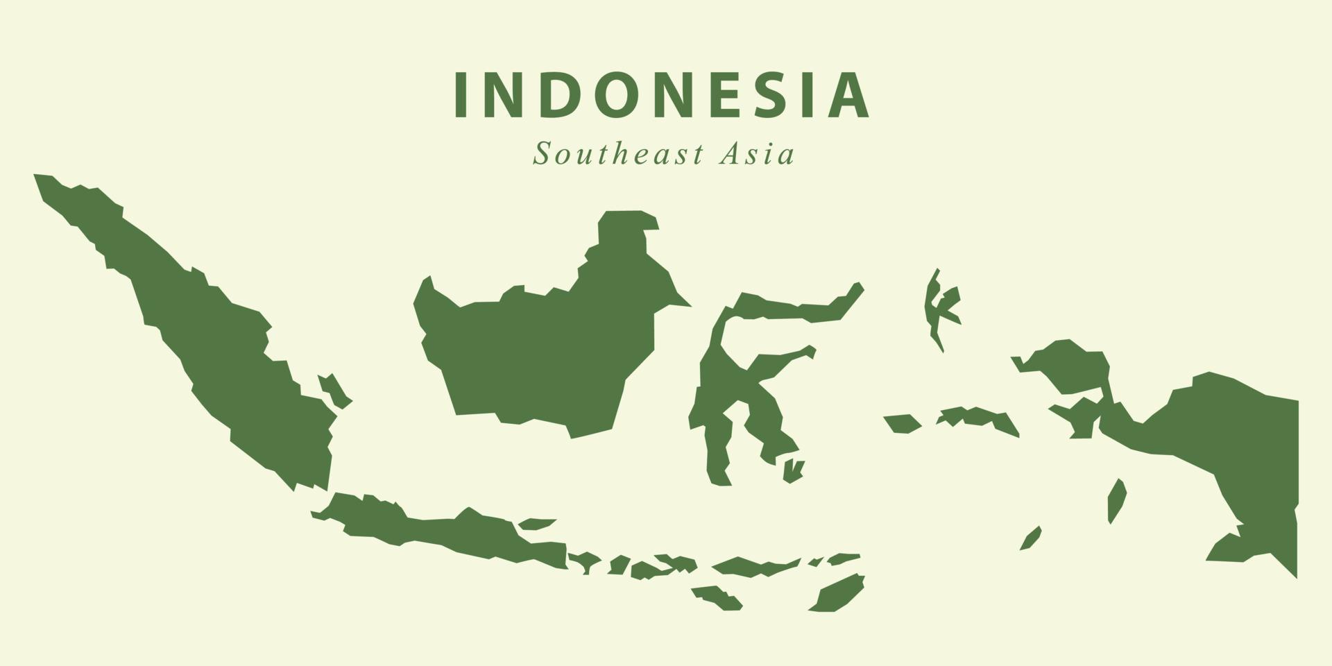 Mapa del país de color verde indonesia sudeste asiático ilustración de vector de fondo plano ancho