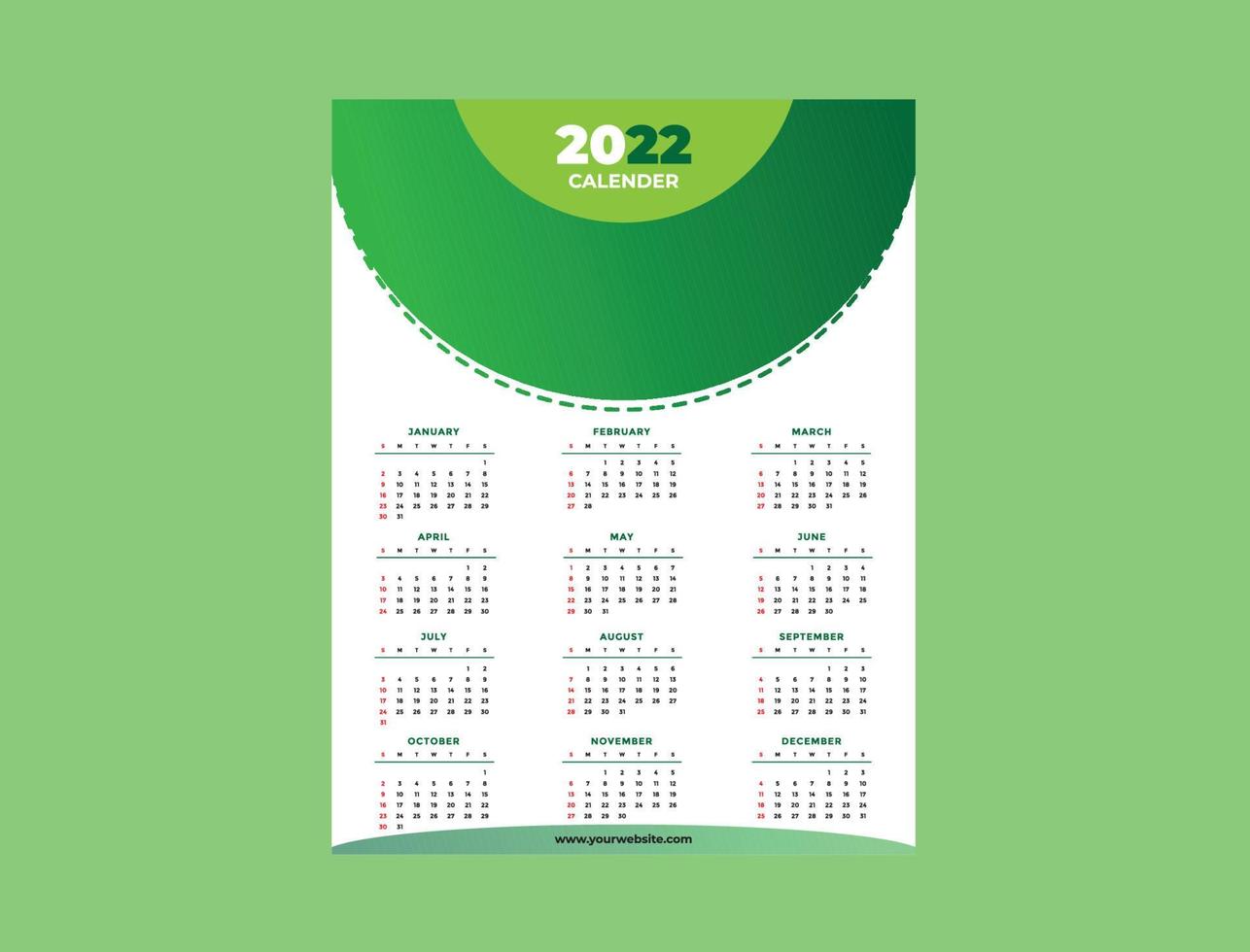 Calendar 2022 Design Template vector