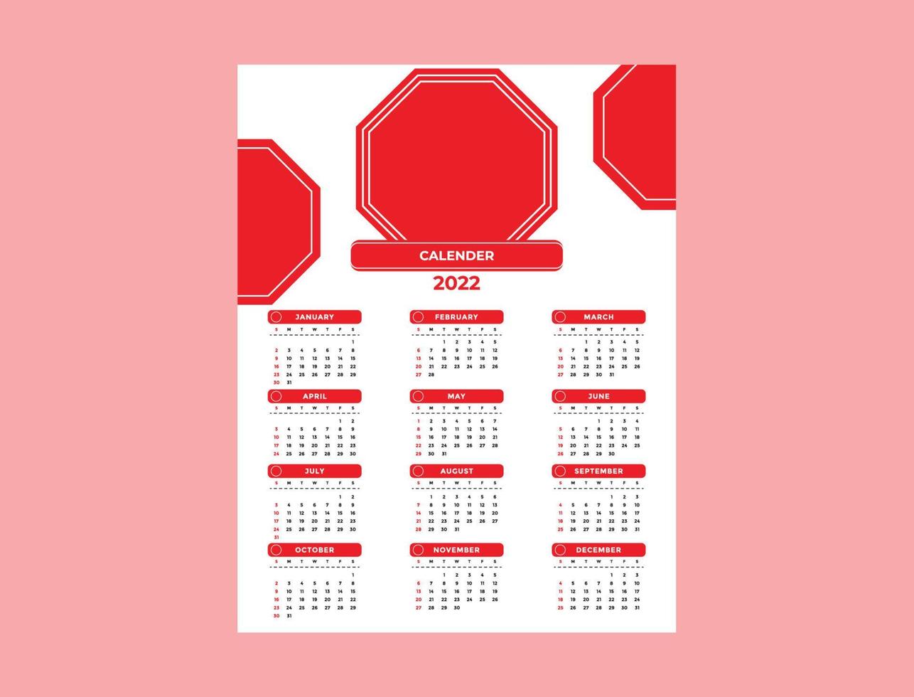 Corporate 12 Months Wall Calendar Design vector