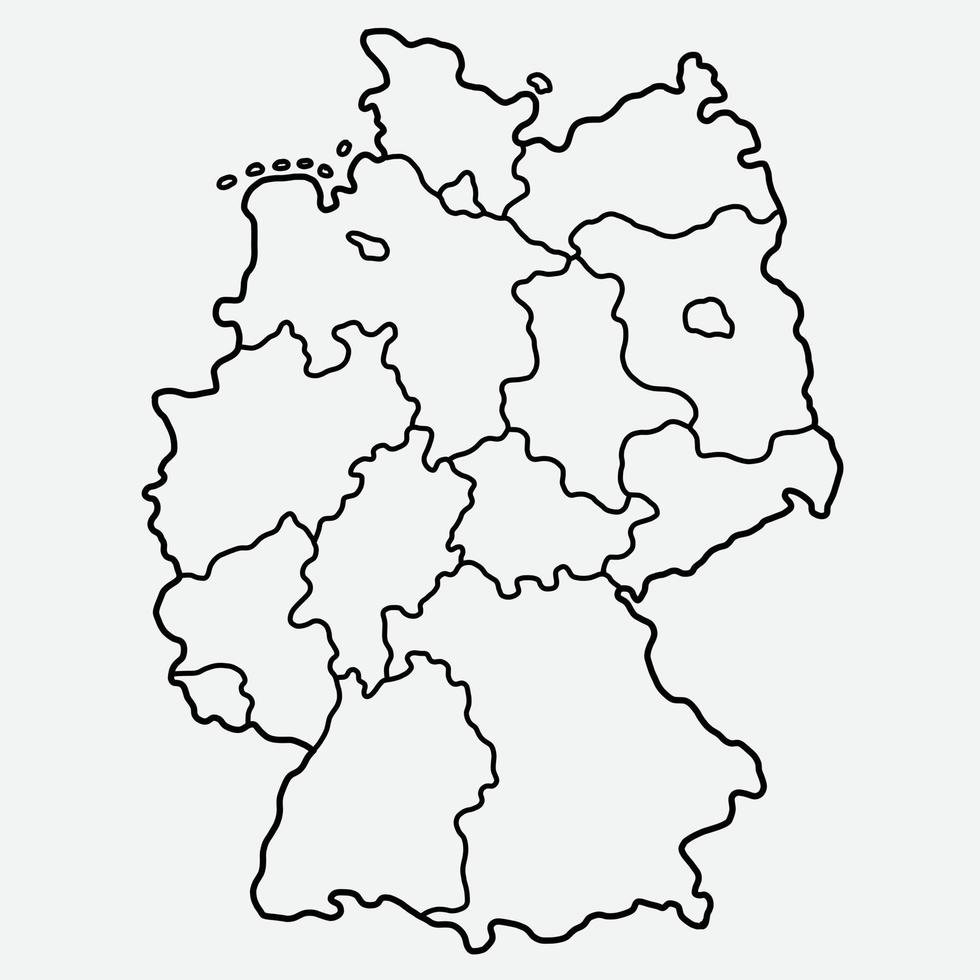 Doodle dibujo a mano alzada del mapa de Alemania. vector