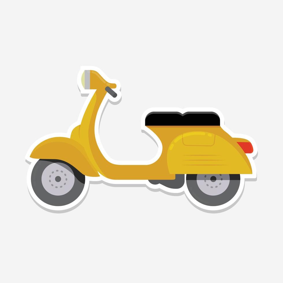 Ilustración de vector aislado de plantilla de etiqueta de scooter amarillo