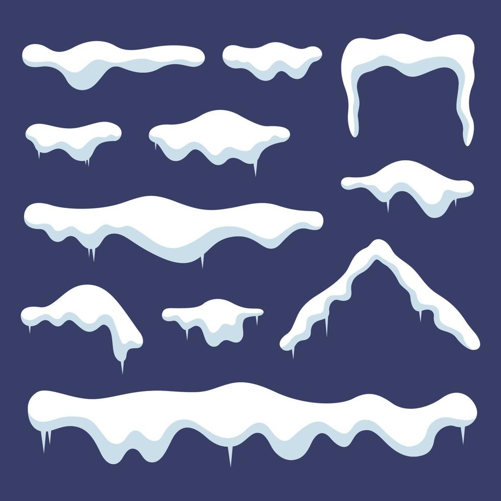 Snow caps snowballs and drifts winter vector illustration