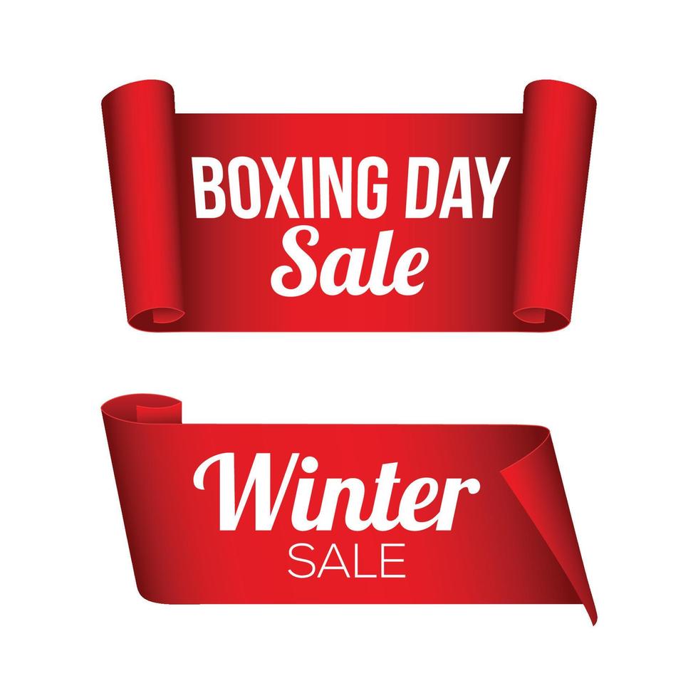 promoción de descuento de banner de etiqueta adhesiva de venta de invierno y boxing day vector