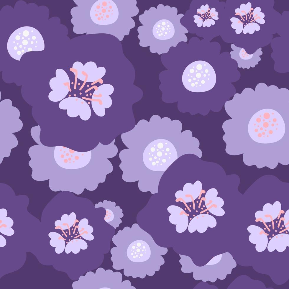 lindo patrón en flor. patrón sin costuras. Flores moradas. antecedentes. fondo floral. elegante la plantilla para estampados de moda. vector